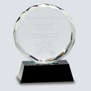 Personalized Crystal Award on Black or Blue Base - Round 5", Black Base