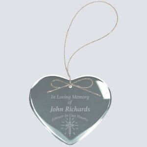 Personalized Crystal Christmas Ornament, Gift Boxed - Heart, 2 1/2"