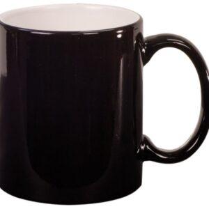 Personalized Engraved Ceramic Coffee Mug - 11 oz Round, Black