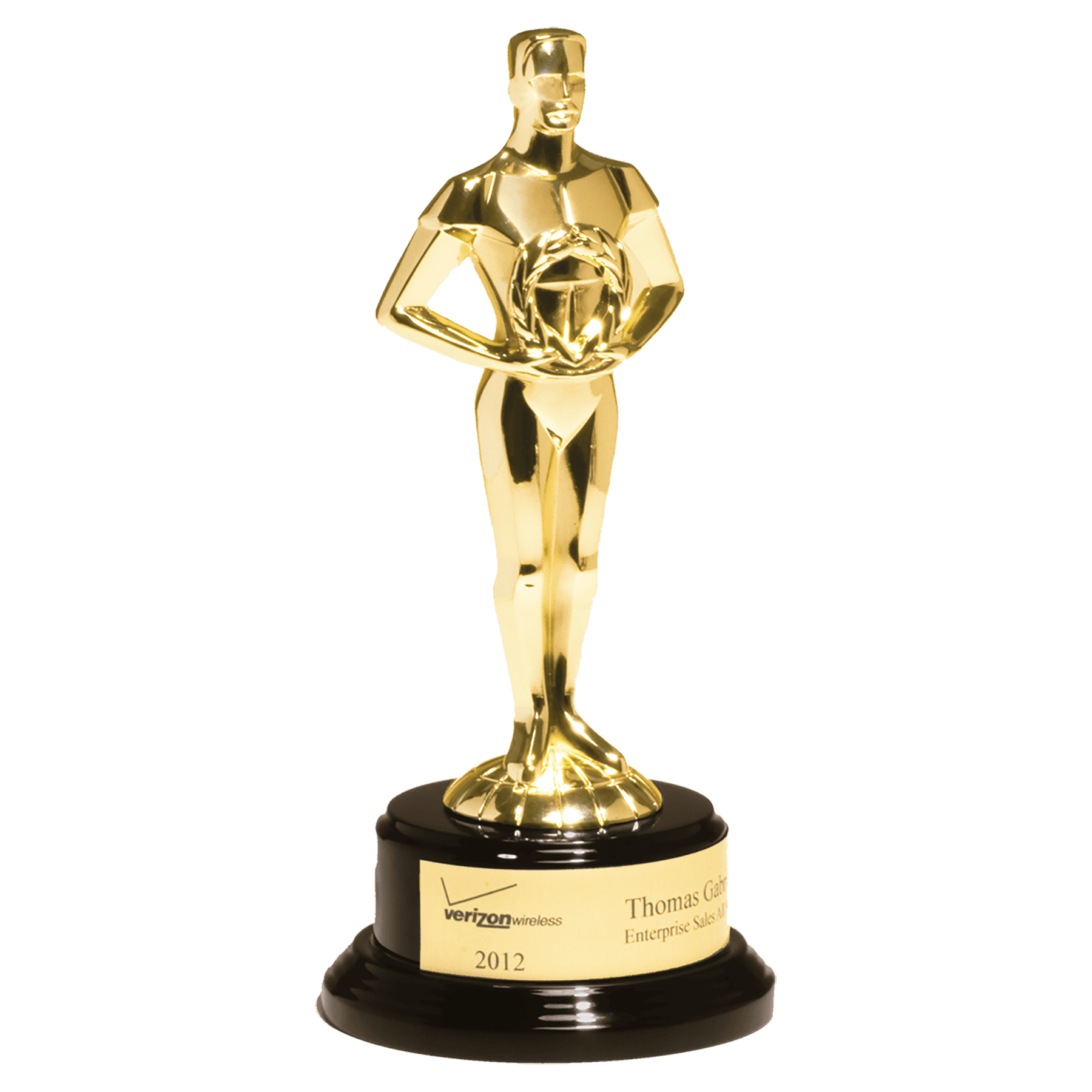 Personalized Gold Achiever Figure Award – 11" on Black Piano Finish Base