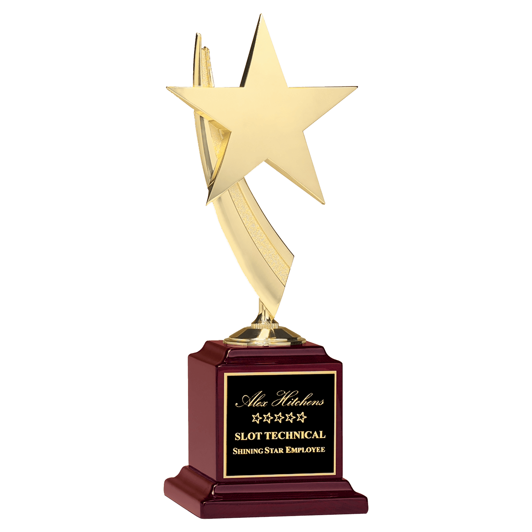 Personalized Gold Star Award – 13" Gold Star on Rosewood Base