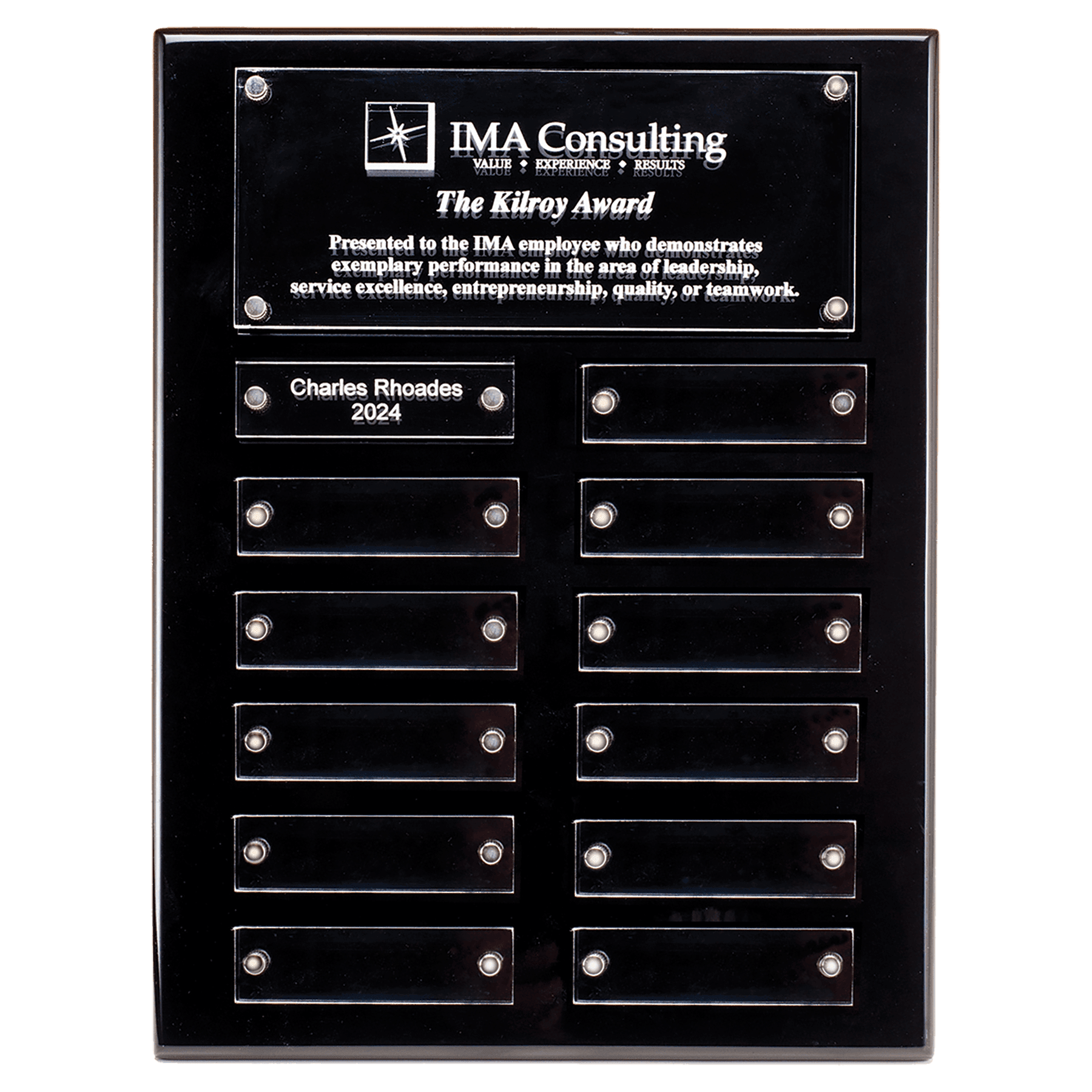 Personalized High Gloss Perpetual Plaque – Black, 12 Acrylic Plates