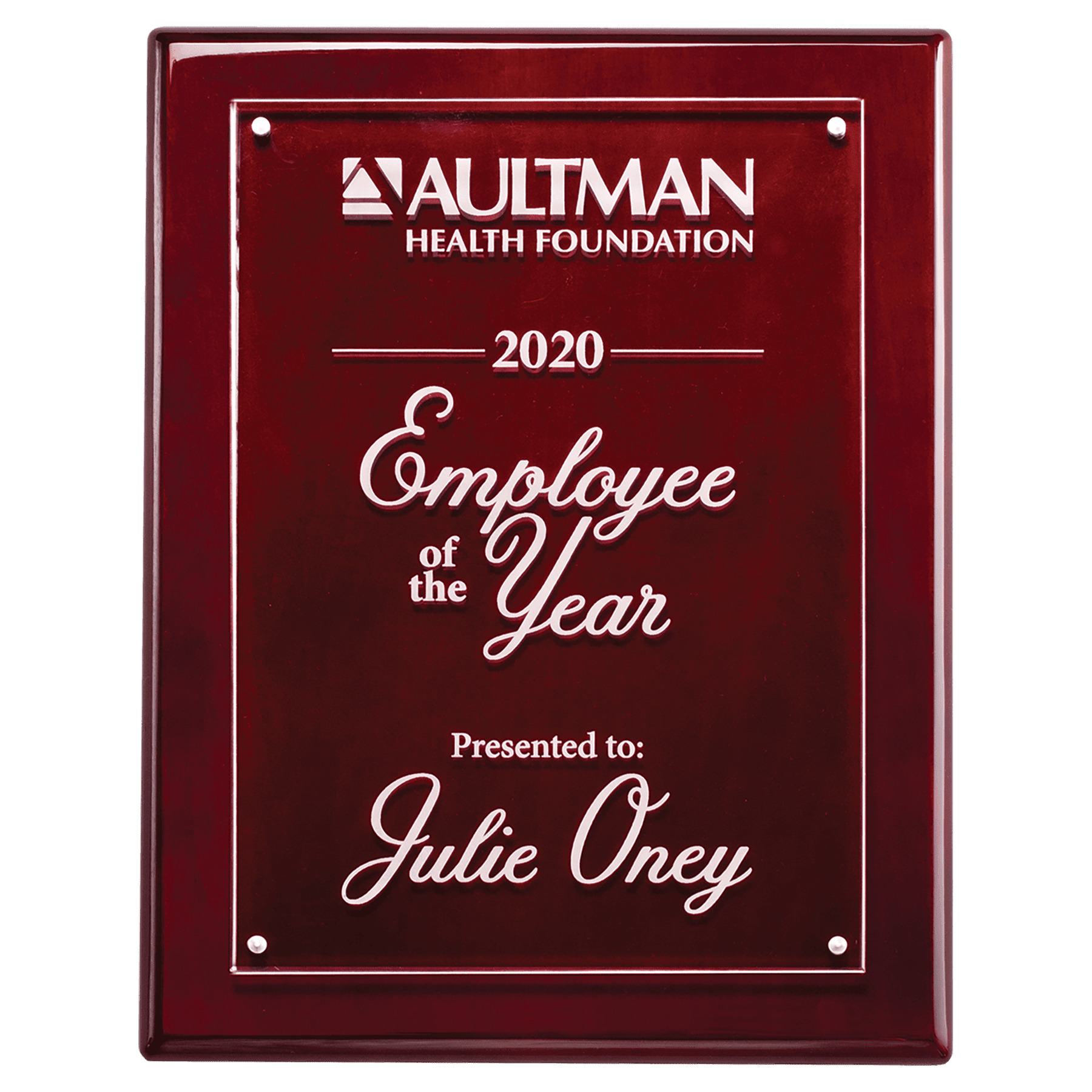 Personalized High Gloss Plaque with Acrylic Plate – Rosewood, 8" x 10"