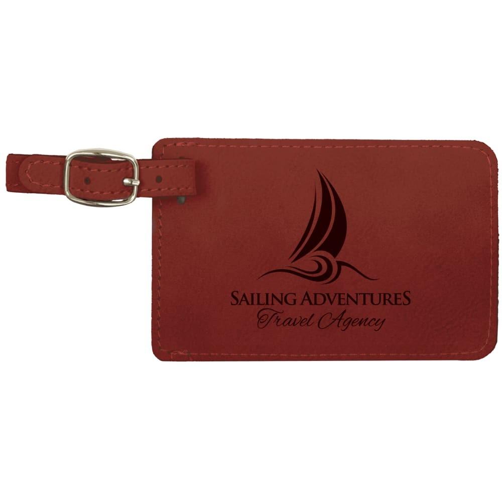 Personalized Luggage Tag, Engraved Faux Leather - Rose