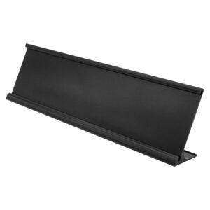 Personalized Name Plate with Metal Desk Holder - 2" x 8" / Black / Black with White Lettering