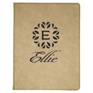 Personalized Padfolio, 9 1/2" x 12" Engraved Faux Leather - Standard / Light Brown