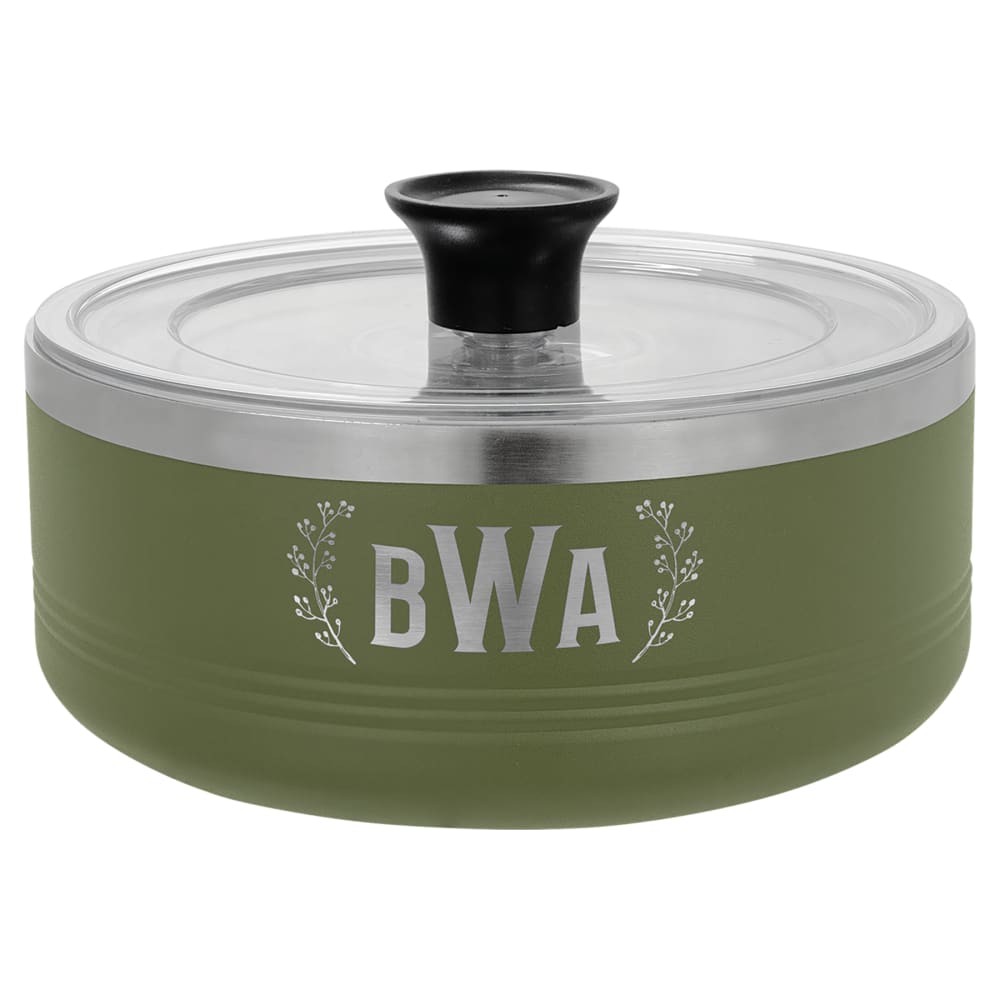 Personalized Polar Camel Serving Bowl with Lid - 1 1/4 Quart / Olive Green