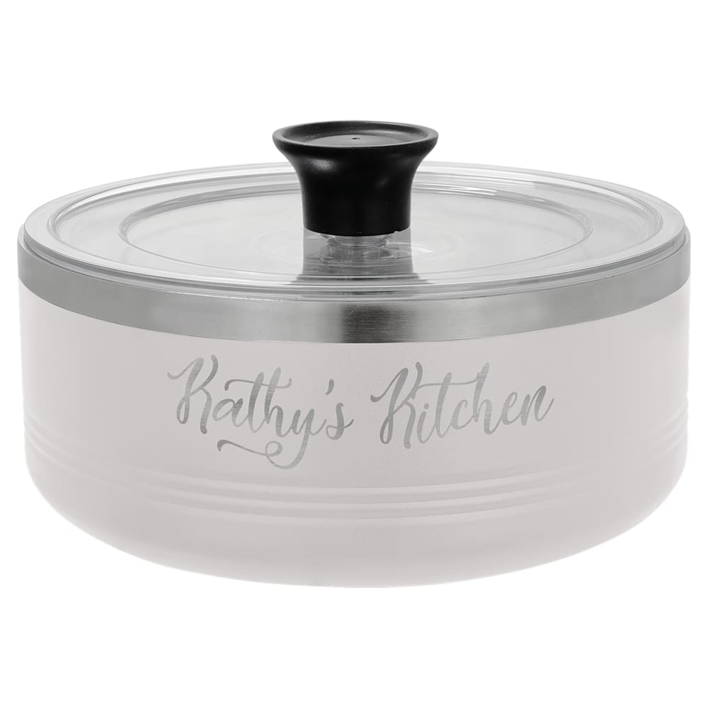 Personalized Polar Camel Serving Bowl with Lid - 1 1/4 Quart / White