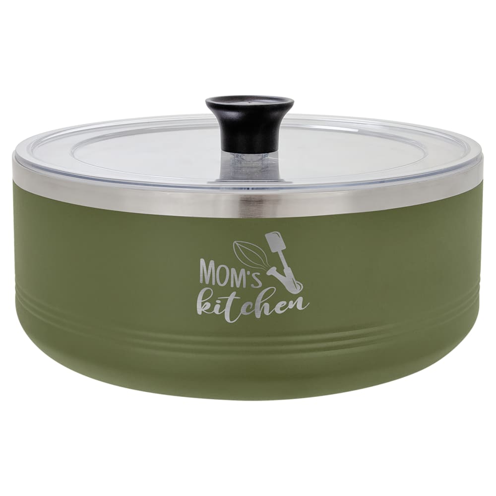 Personalized Polar Camel Serving Bowl with Lid - 3 Quart / Olive Green