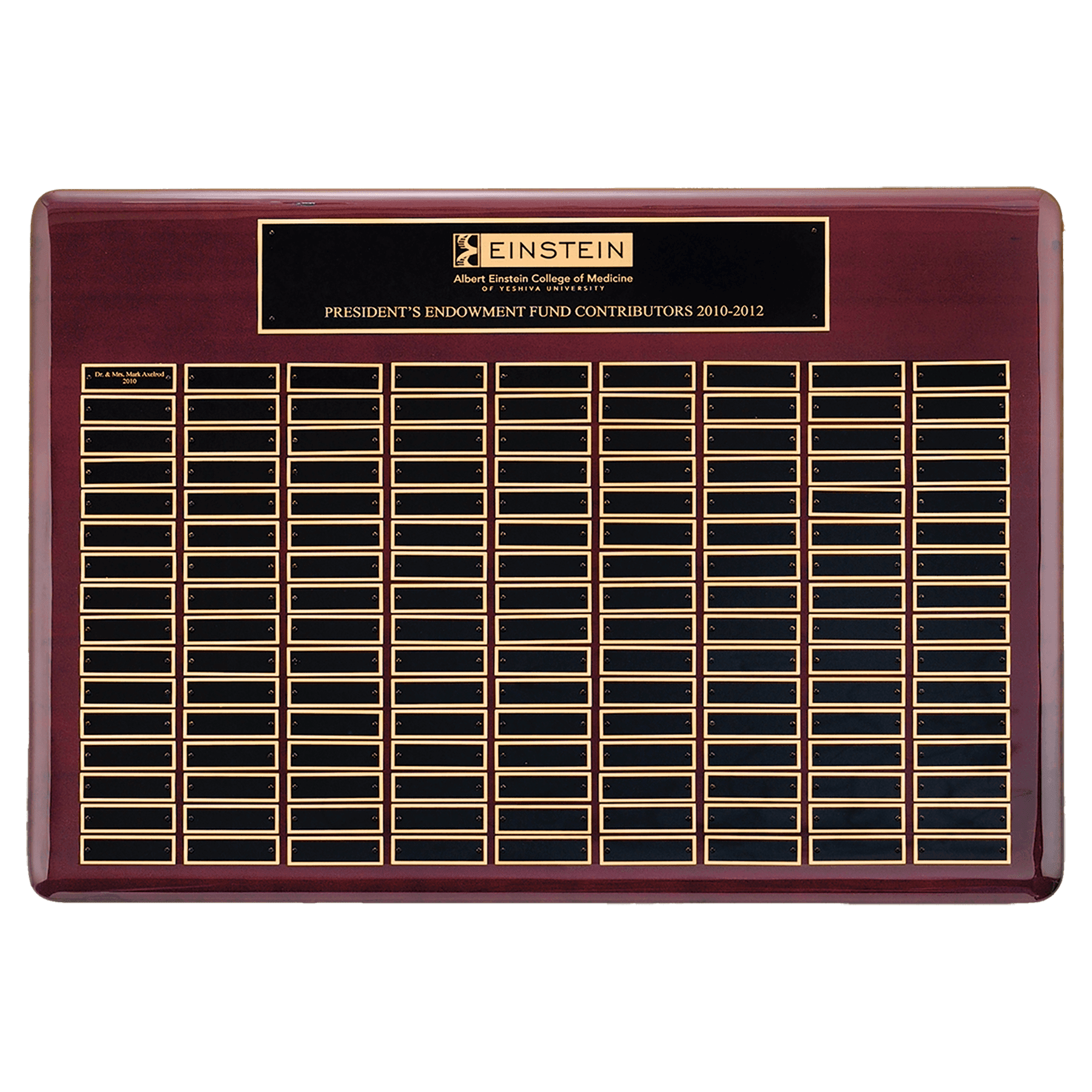 Personalized Rosewood Piano Finish Perpetual Plaque – 120 Plates, 22" x 30"
