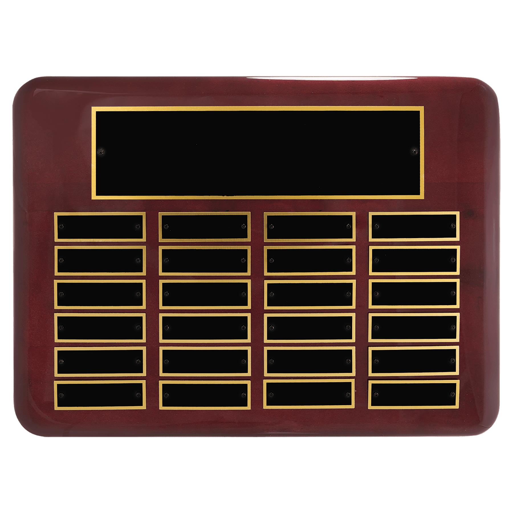 Personalized Rosewood Piano Finish Perpetual Plaque – 24 Plates, 11" x 15"