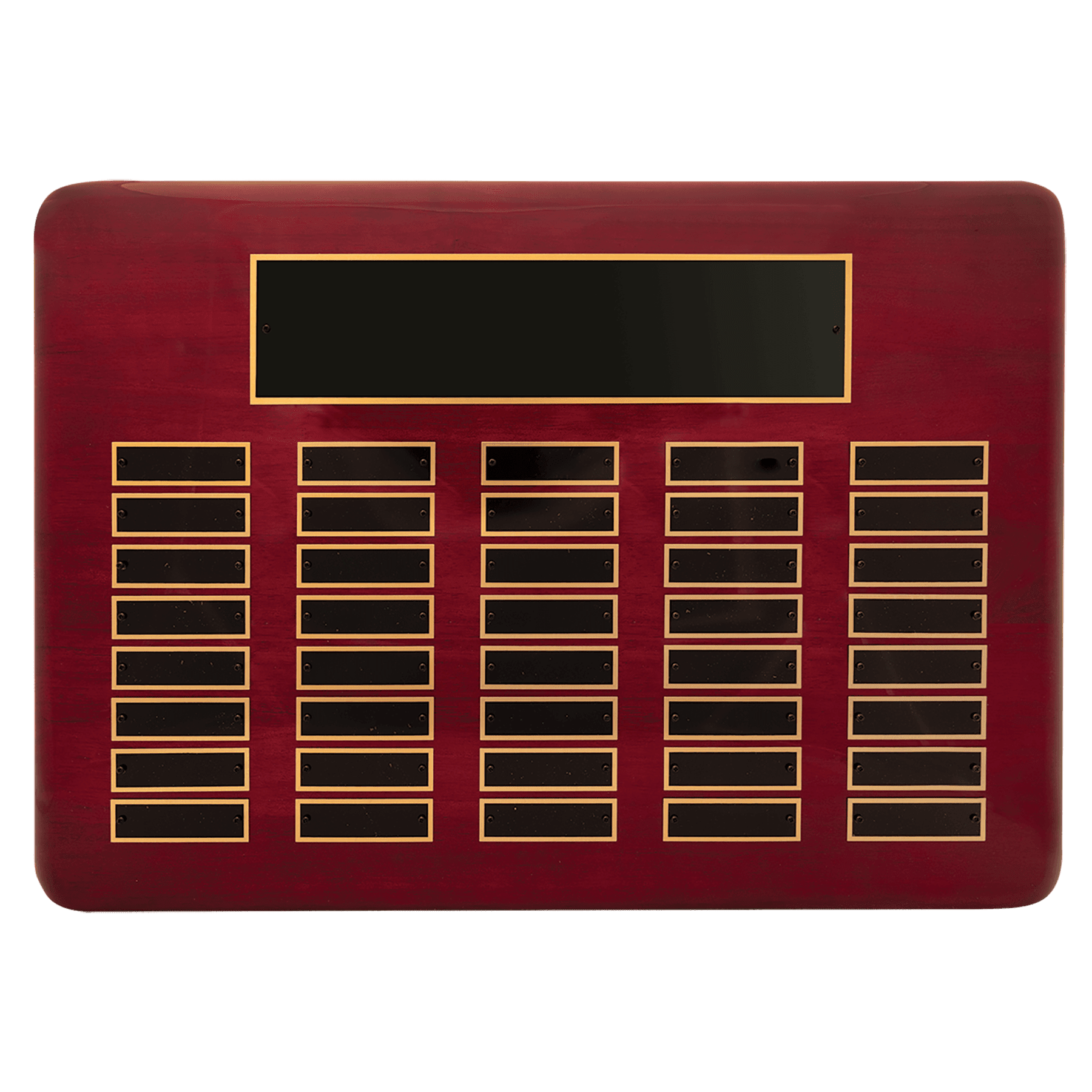 Personalized Rosewood Piano Finish Perpetual Plaque – 40 Plates, 11" x 21"