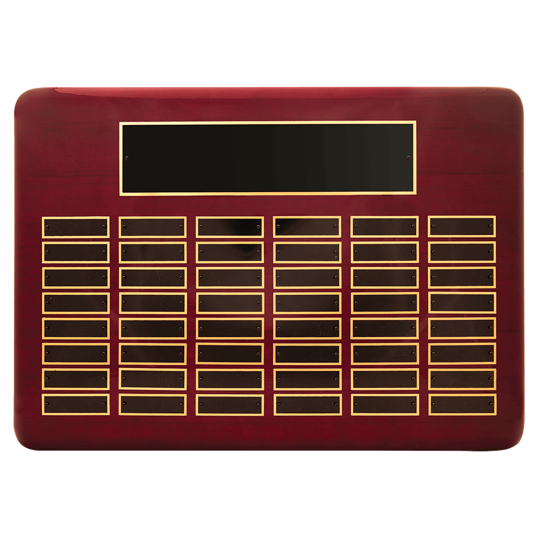 Personalized Rosewood Piano Finish Perpetual Plaque – 48 Plates, 15" x 21"