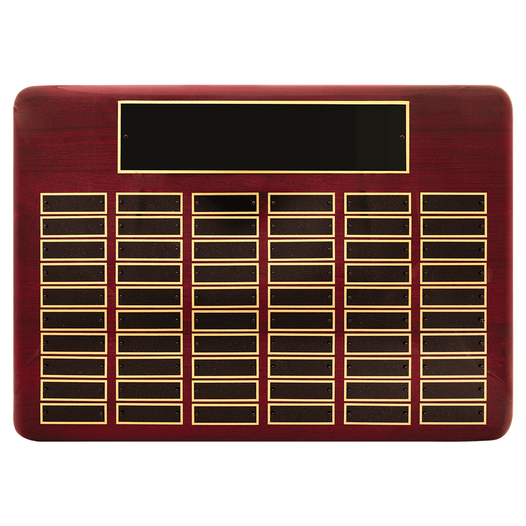 Personalized Rosewood Piano Finish Perpetual Plaque – 60 Plates, 15" x 21"