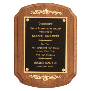 Personalized Walnut Executive Plaque with Metal Accents