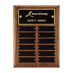 Personalized Walnut Perpetual Plaque (1" x 3 1/4" Plates), engraved perpetual award plaque