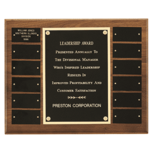 Personalized Walnut Perpetual Plaque with Extra-Large Plates
