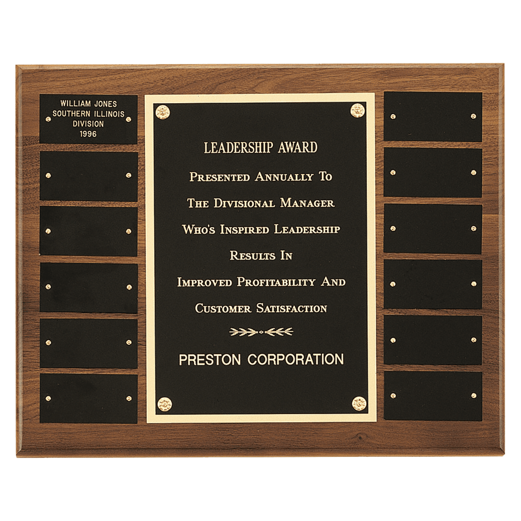 Personalized Walnut Perpetual Plaque with Extra-Large Plates