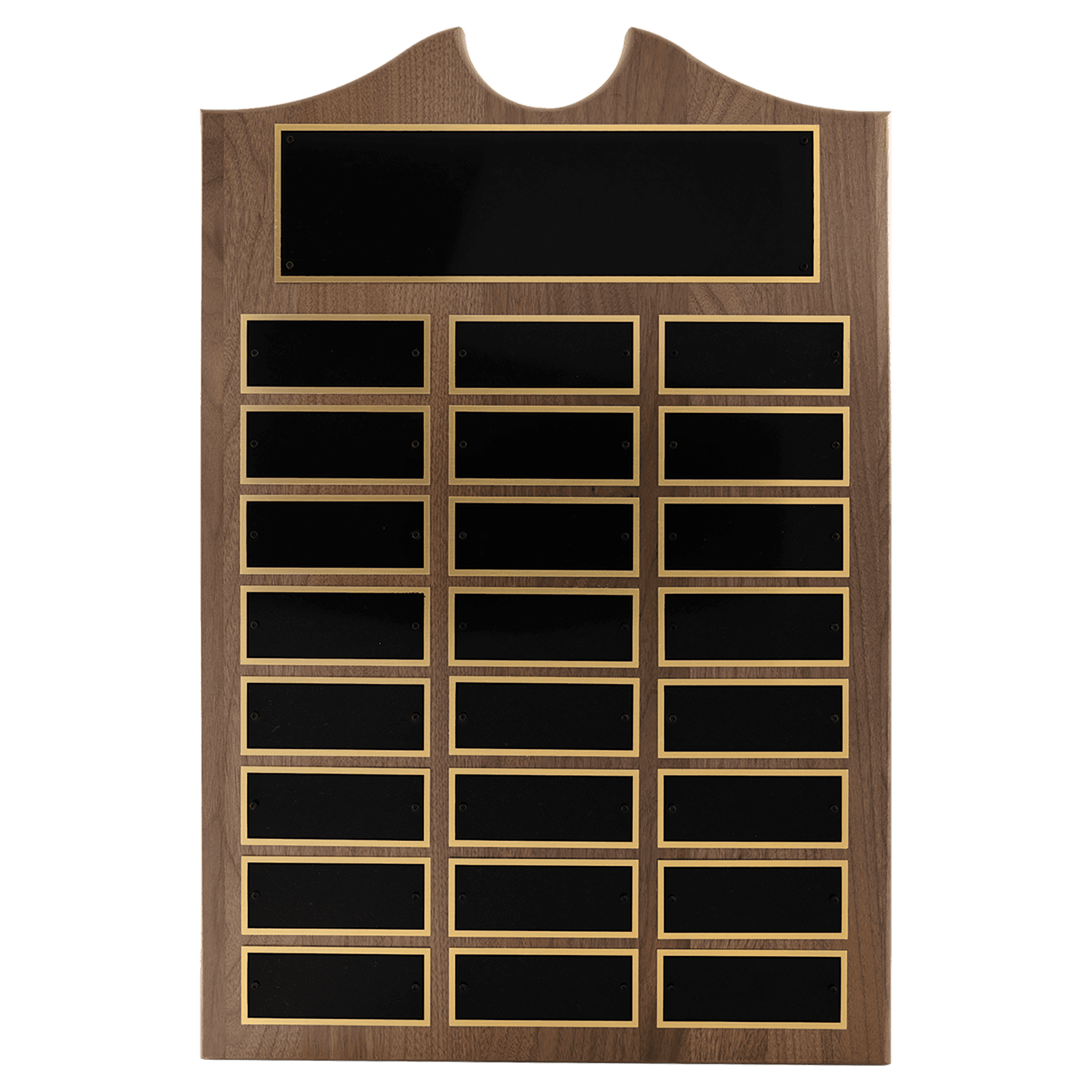 Personalized Walnut Perpetual Plaque with Extra-Large Plates – 24 Plates, 14" x 20"