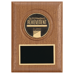 Personalized Walnut Plaque with Achievement Medallion