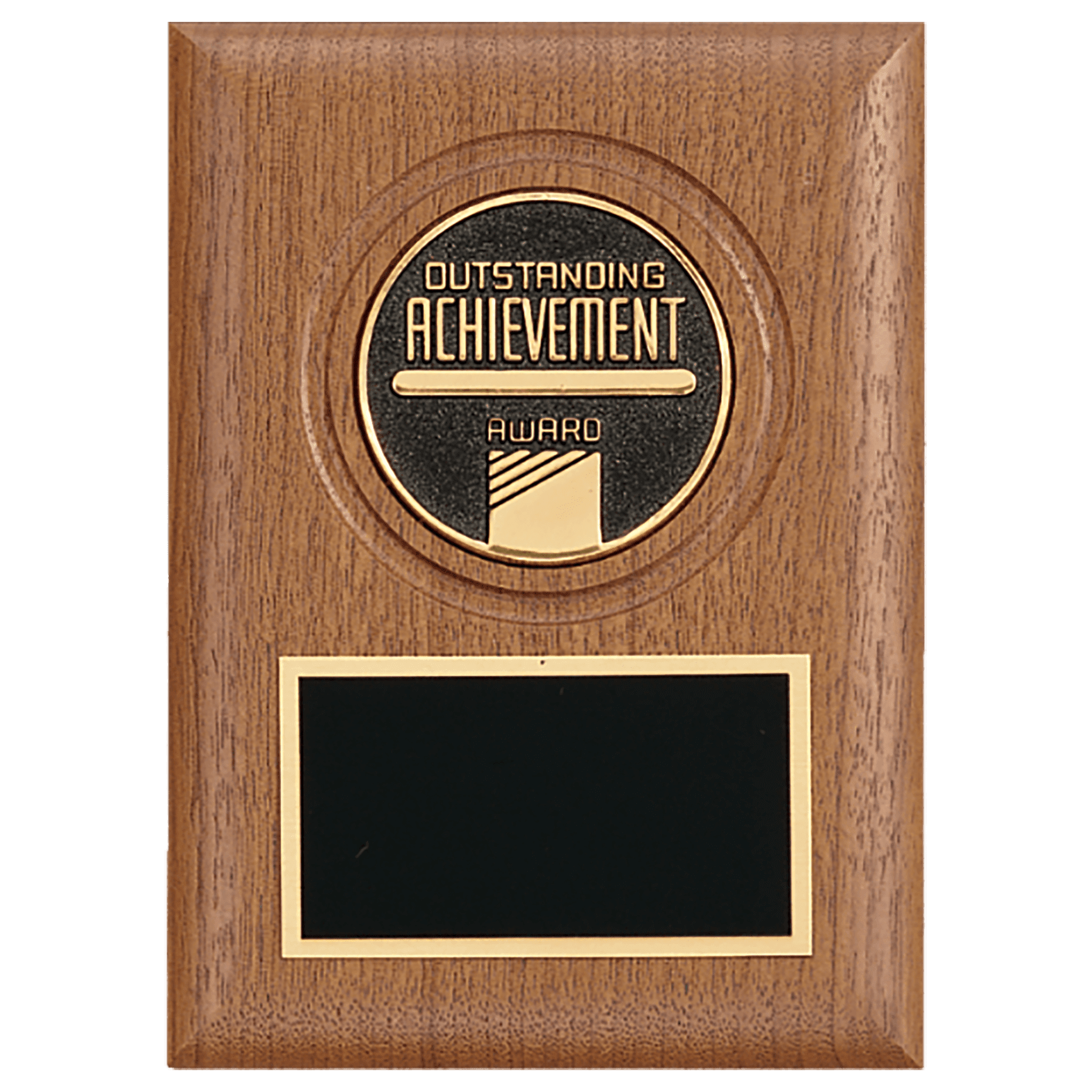 Personalized Walnut Plaque with Achievement Medallion