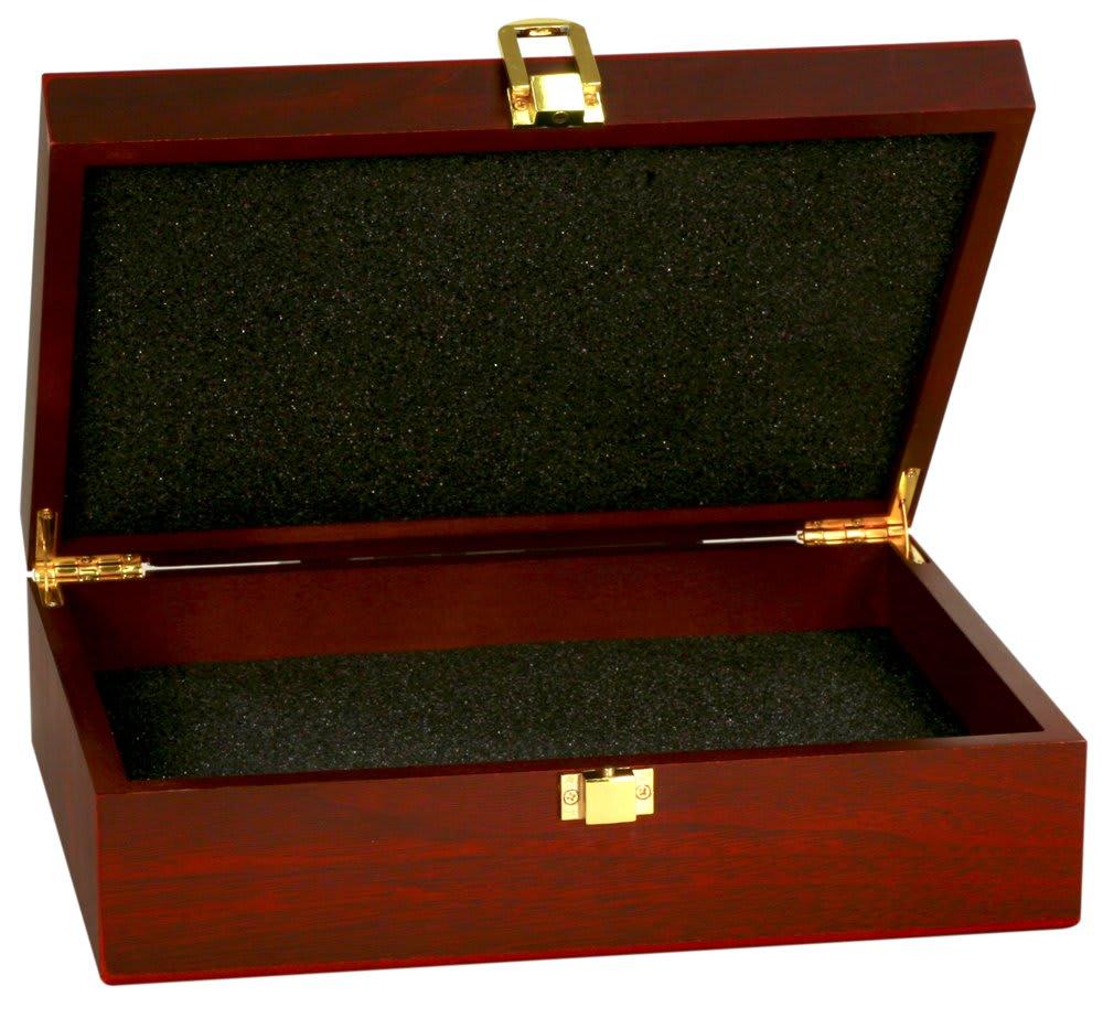 Personalized Wood Keepsake Box, Engraved Rosewood or Red Alder - Rosewood Finish, Small 7 3/4" x 6 1/4"