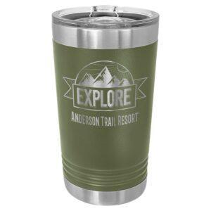 Personalized Polar Camel 16 oz. Stainless Steel Pint - Olive Green