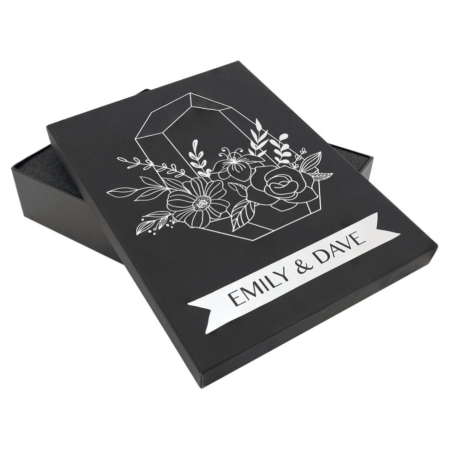 Plaque Presentation Boxes, Gift Boxes and Velvet Bags (Packs) - 11 3/4" x 8 3/4" Black Lazerburst Gift Box-Lasers to Silver