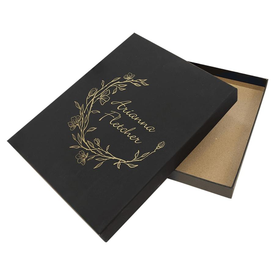 Plaque Presentation Boxes, Gift Boxes and Velvet Bags (Packs) - 7 x 9 Black/Gold Lazerburst Plaque Presentation Box