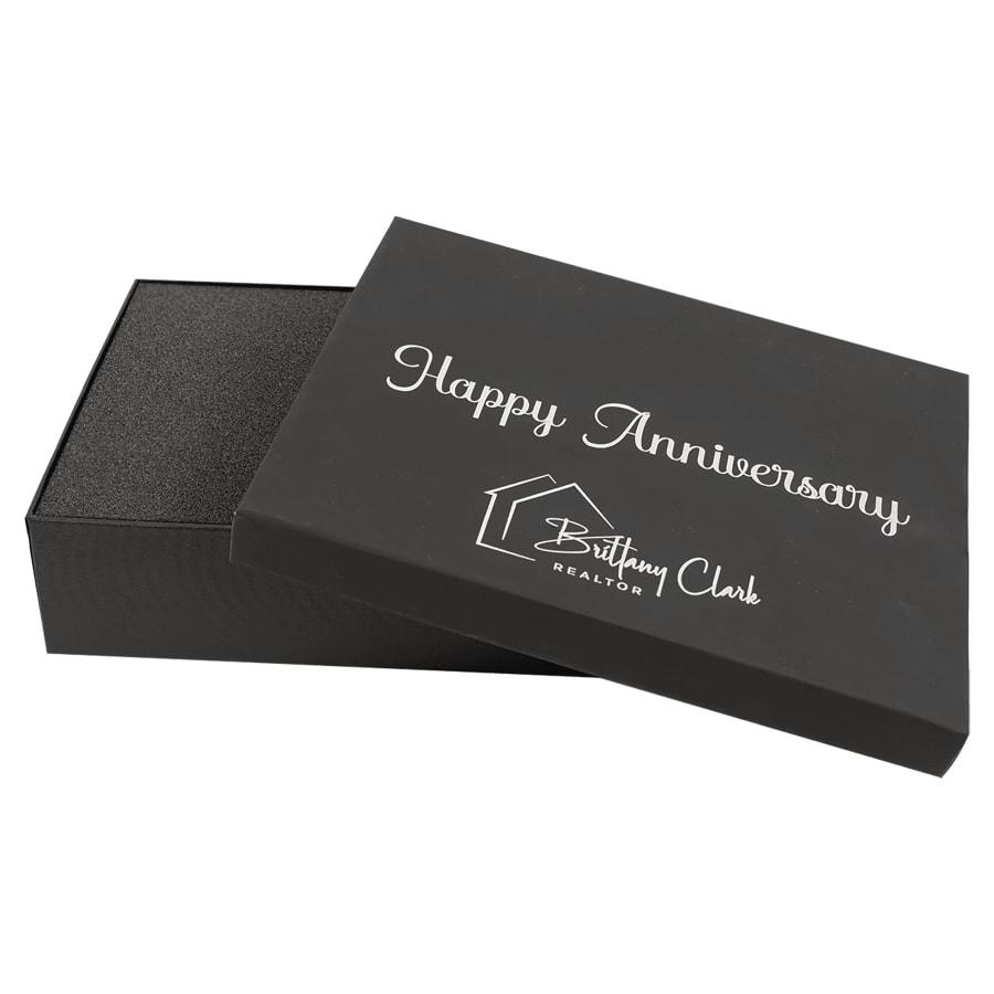 Plaque Presentation Boxes, Gift Boxes and Velvet Bags (Packs) - 9 5/8" x 6 7/8" Black Lazerburst Gift Box-Lasers to Silver