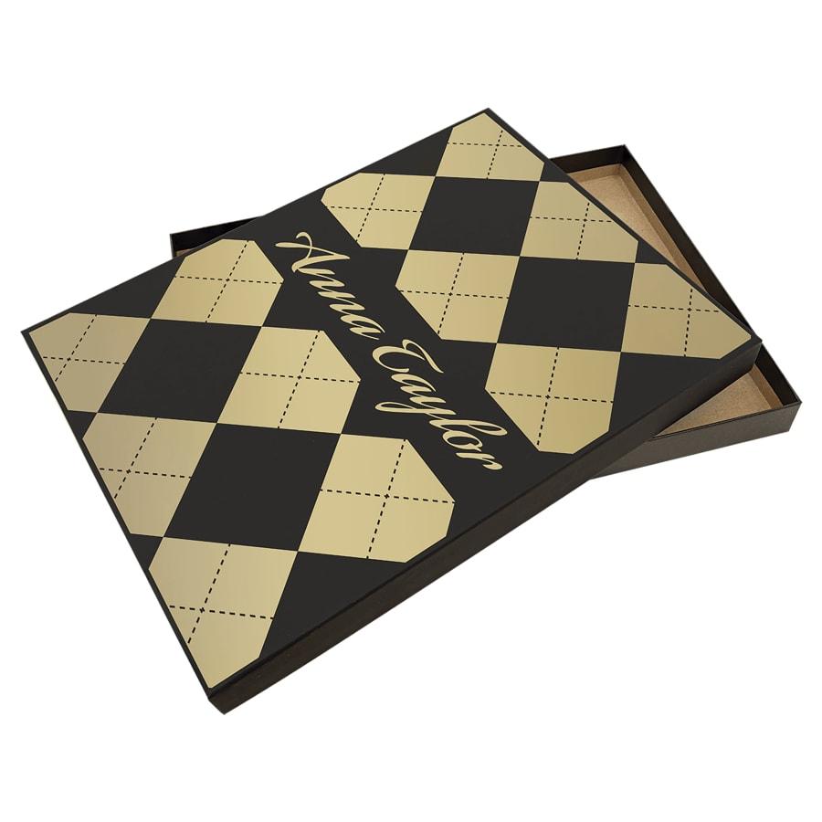 Plaque Presentation Boxes, Gift Boxes and Velvet Bags (Packs) - 9 x 12 Black/Gold Lazerburst Plaque Presentation Box