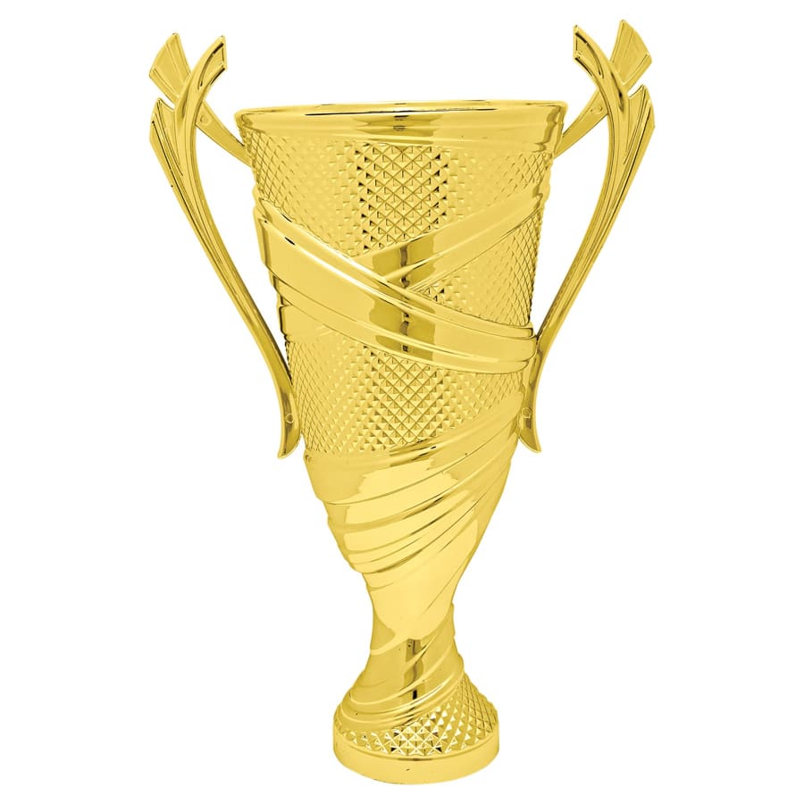 Plastic Trophy Cups and Cup Lids (Single, 5 or 10) - 10 3/4" Gold Plastic Textured Cup