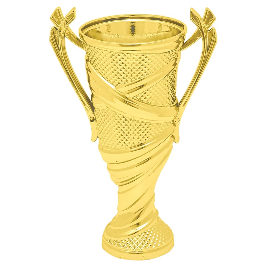 Plastic Trophy Cups and Cup Lids (Single, 5 or 10) - 4 1/2" Gold Plastic Textured Cup