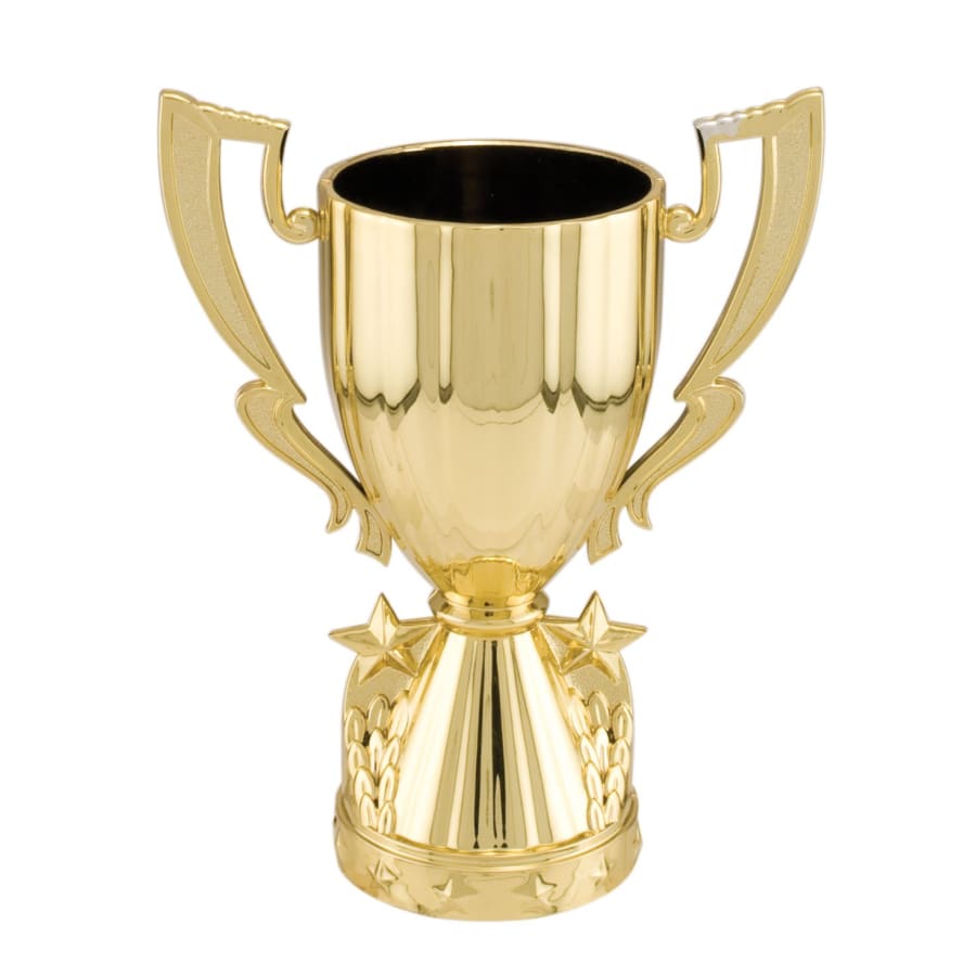 Plastic Trophy Cups and Cup Lids (Single, 5 or 10) - 5" Gold Plastic Cup with Stars