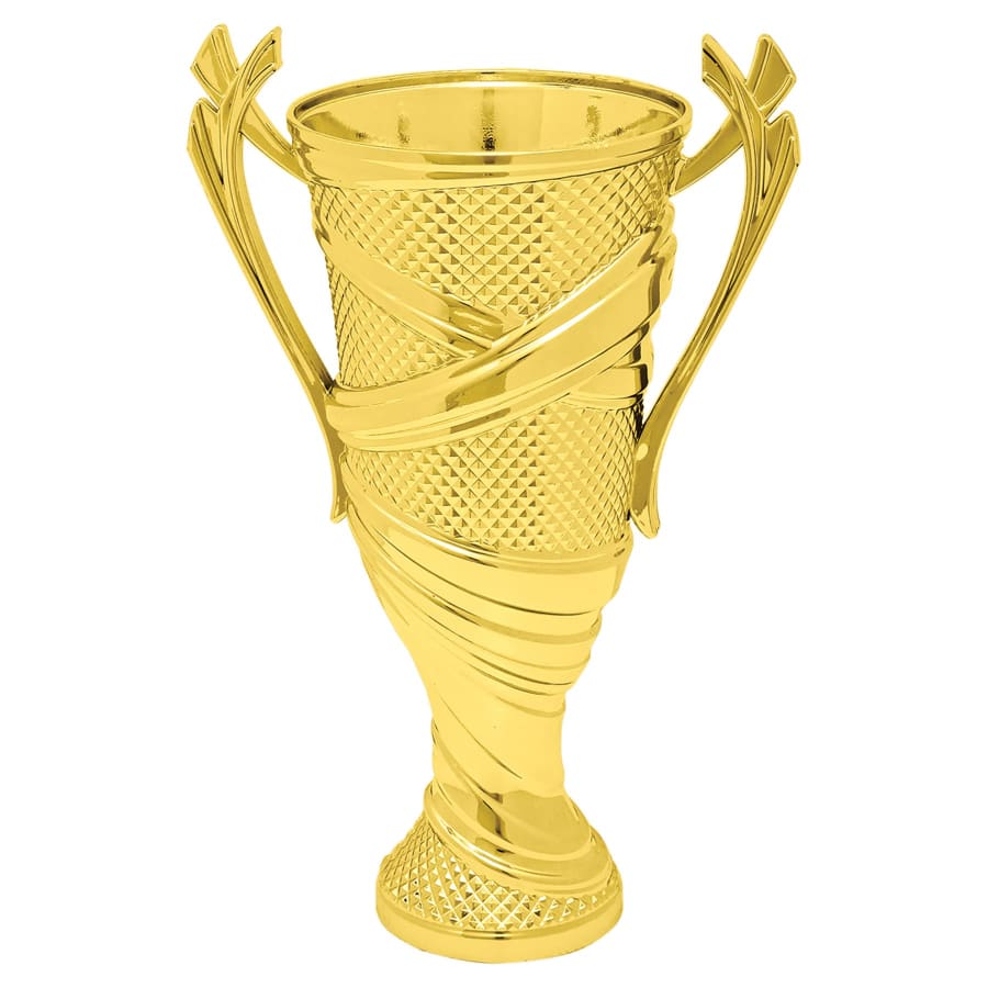 Plastic Trophy Cups and Cup Lids (Single, 5 or 10) - 6 1/4" Gold Plastic Textured Cup