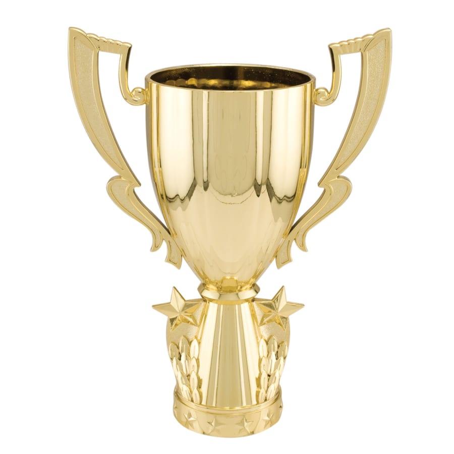 Plastic Trophy Cups and Cup Lids (Single, 5 or 10) - 7" Gold Plastic Cup with Stars