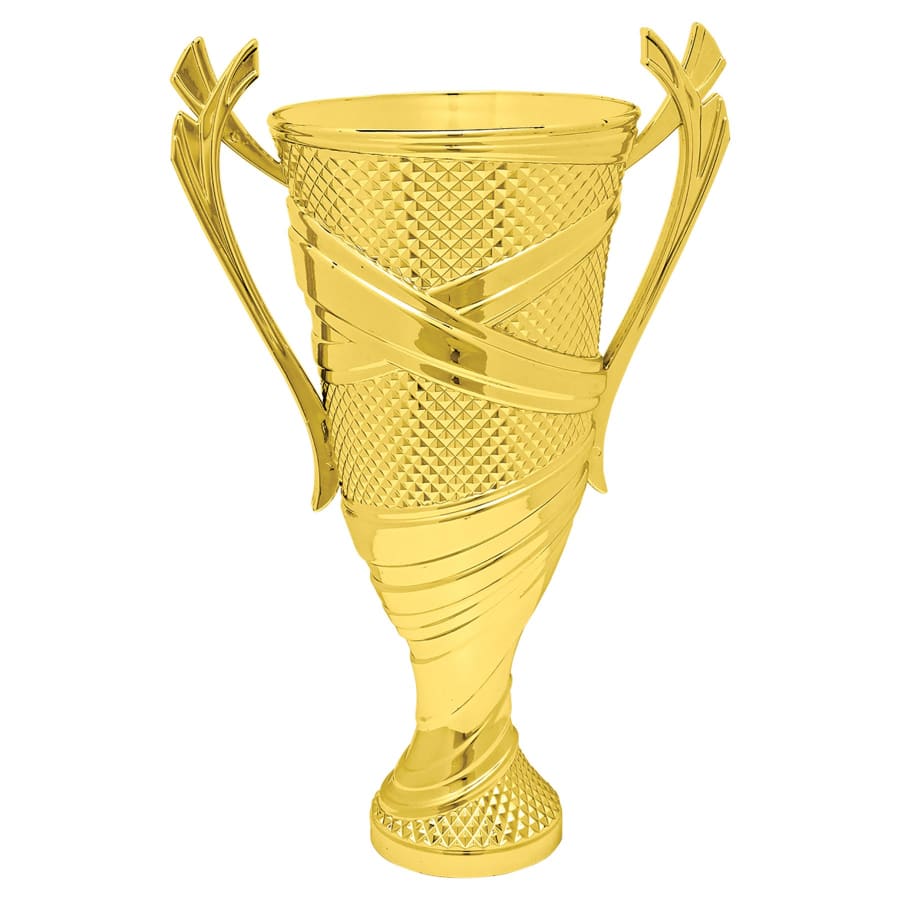 Plastic Trophy Cups and Cup Lids (Single, 5 or 10) - 8 3/4" Gold Plastic Textured Cup