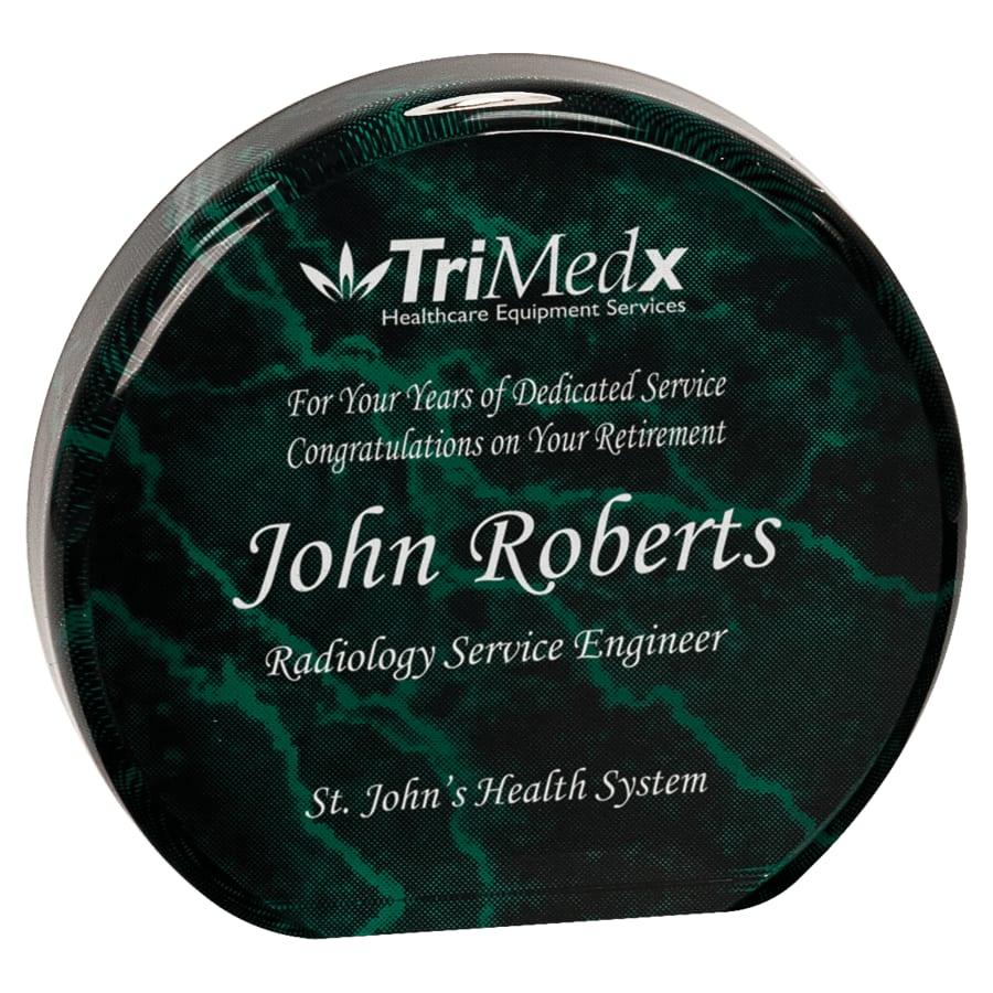 Pop-In Acrylics, Clear Acrylic Shapes and Bases, Blank - 3 1/2" Green Marble Acrylic Circle