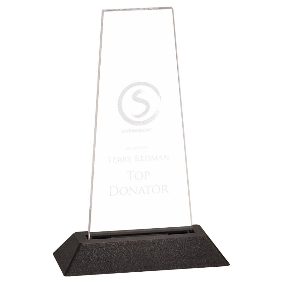Pop-In Acrylics, Clear Acrylic Shapes and Bases, Blank - 3" x 5" Clear Prism Pop-In Acrylic (Base not included)