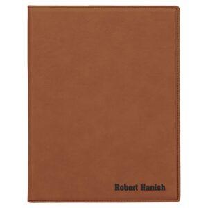 Personalized Leather Portfolio with Notepad, Engraved - 7" x 9", Rawhide