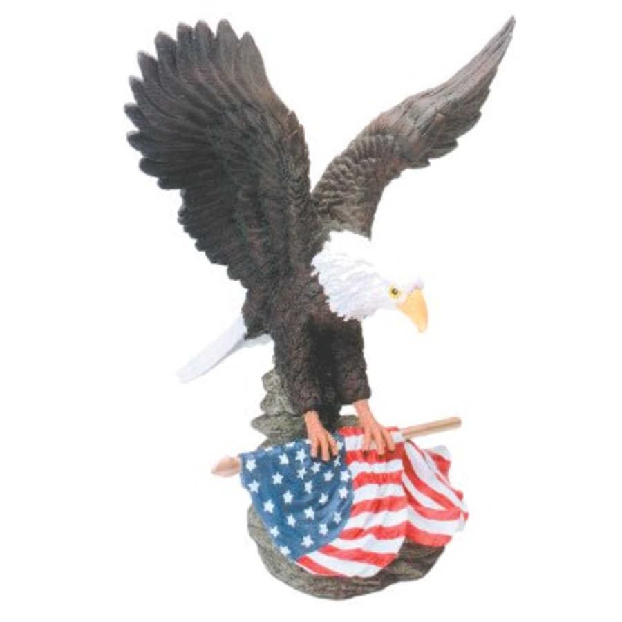 Premium Trophy Toppers: Eagles, Metal Figures and Trims (Single or 5) - 16" Hand Painted Eagle Resin with Flag