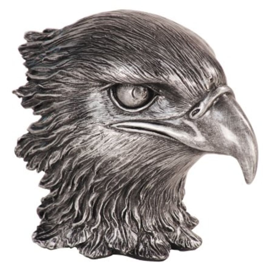 Premium Trophy Toppers: Eagles, Metal Figures and Trims (Single or 5) - 6" Antique Metallic Silver Eagle Head Resin
