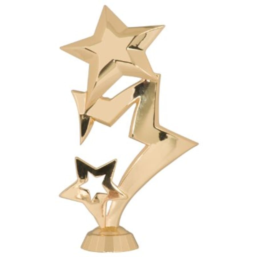 Premium Trophy Toppers: Eagles, Metal Figures and Trims (Single or 5) - 6" Gold 3-Star Metal Figure