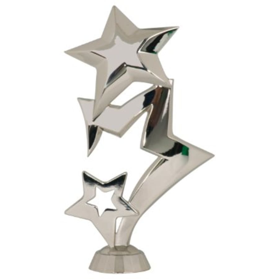 Premium Trophy Toppers: Eagles, Metal Figures and Trims (Single or 5) - 6" Silver 3-Star Metal Figure