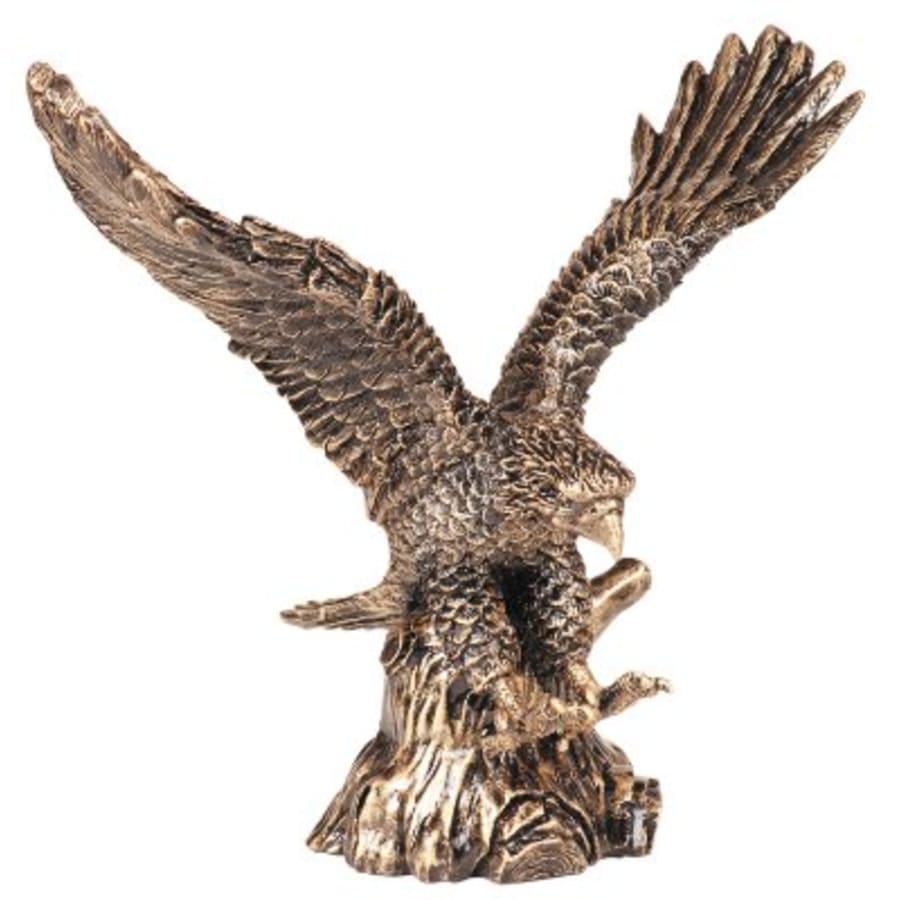 Premium Trophy Toppers: Eagles, Metal Figures and Trims (Single or 5) - 7 1/4" Antique Metallic Gold Eagle Resin