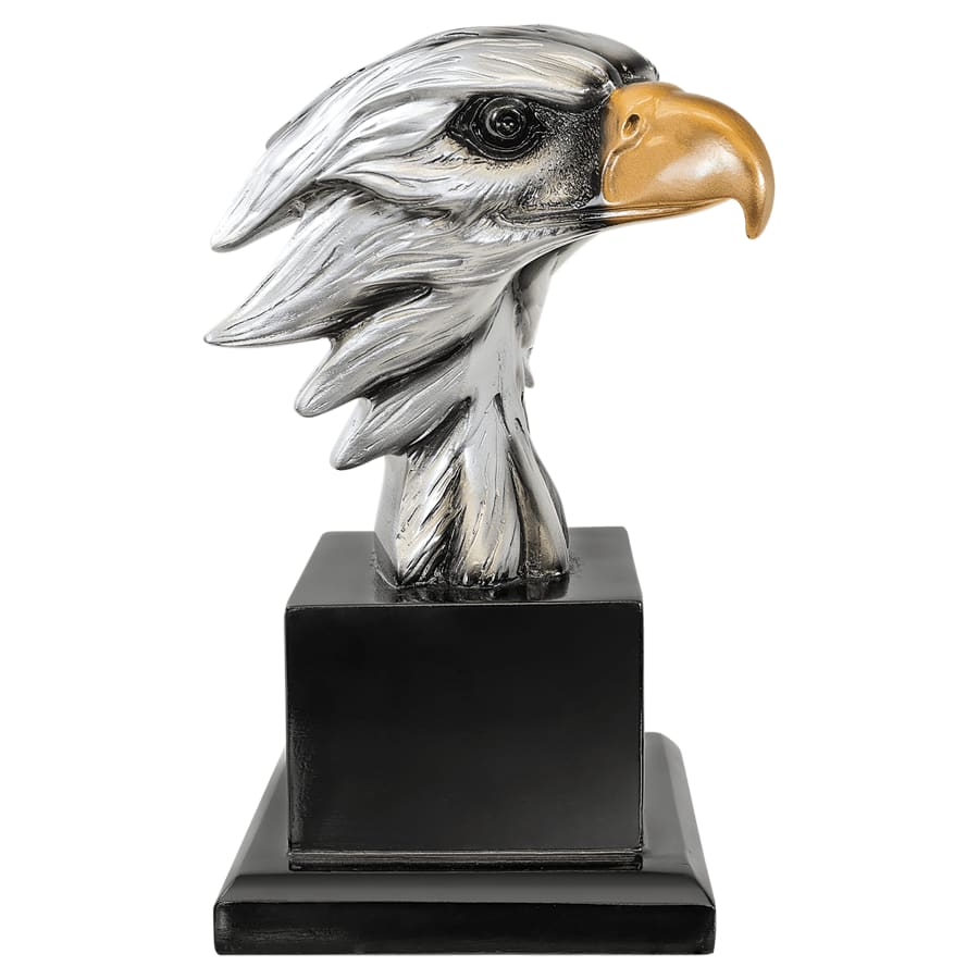 Premium Trophy Toppers: Eagles, Metal Figures and Trims (Single or 5) - 7 1/4" Eagle Head on Base
