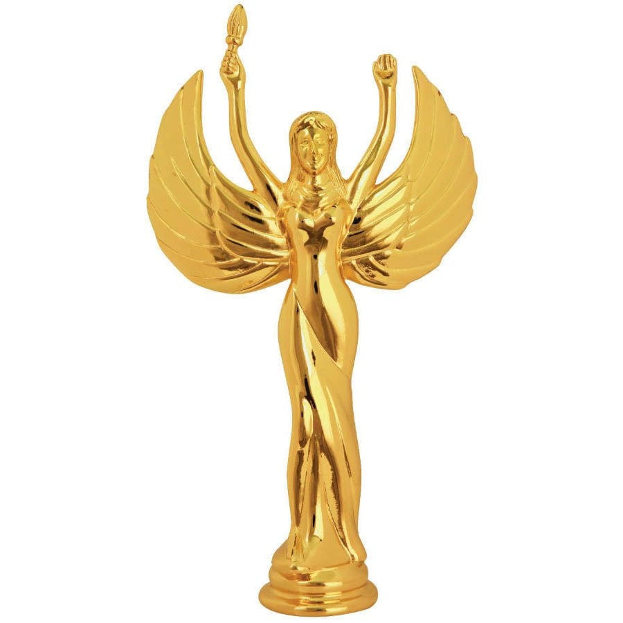 Premium Trophy Toppers: Eagles, Metal Figures and Trims (Single or 5) - 8 3/4" Gold Metal Female Victory Figure