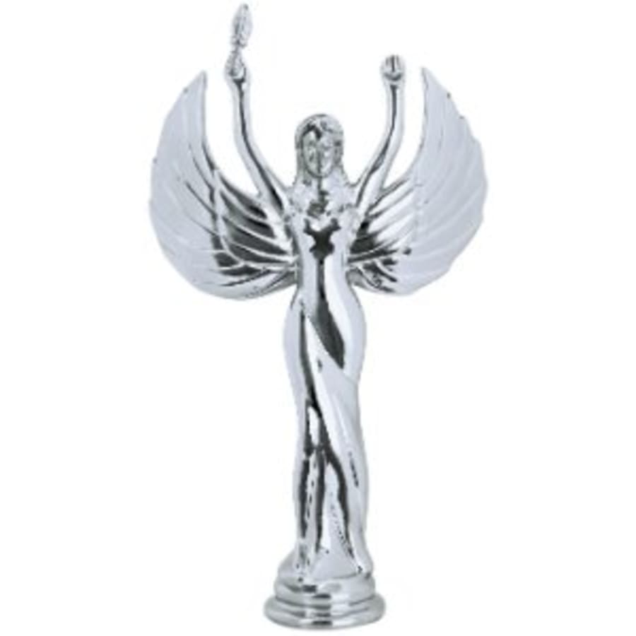 Premium Trophy Toppers: Eagles, Metal Figures and Trims (Single or 5) - 8 3/4" Silver Metal Female Victory Figure