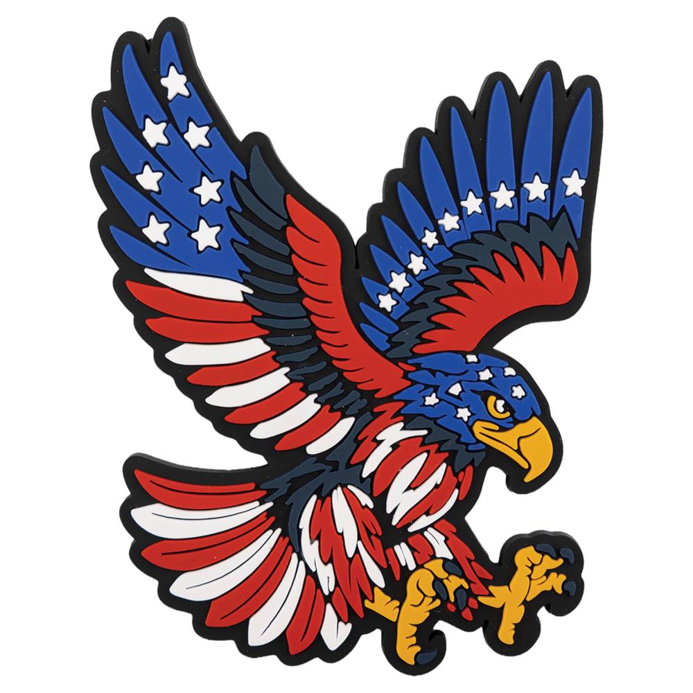 American Flag Patch, PVC with Heat-Press Adhesive – Eagle, Red, White & Blue, 3 1/8" x 2 1/2"