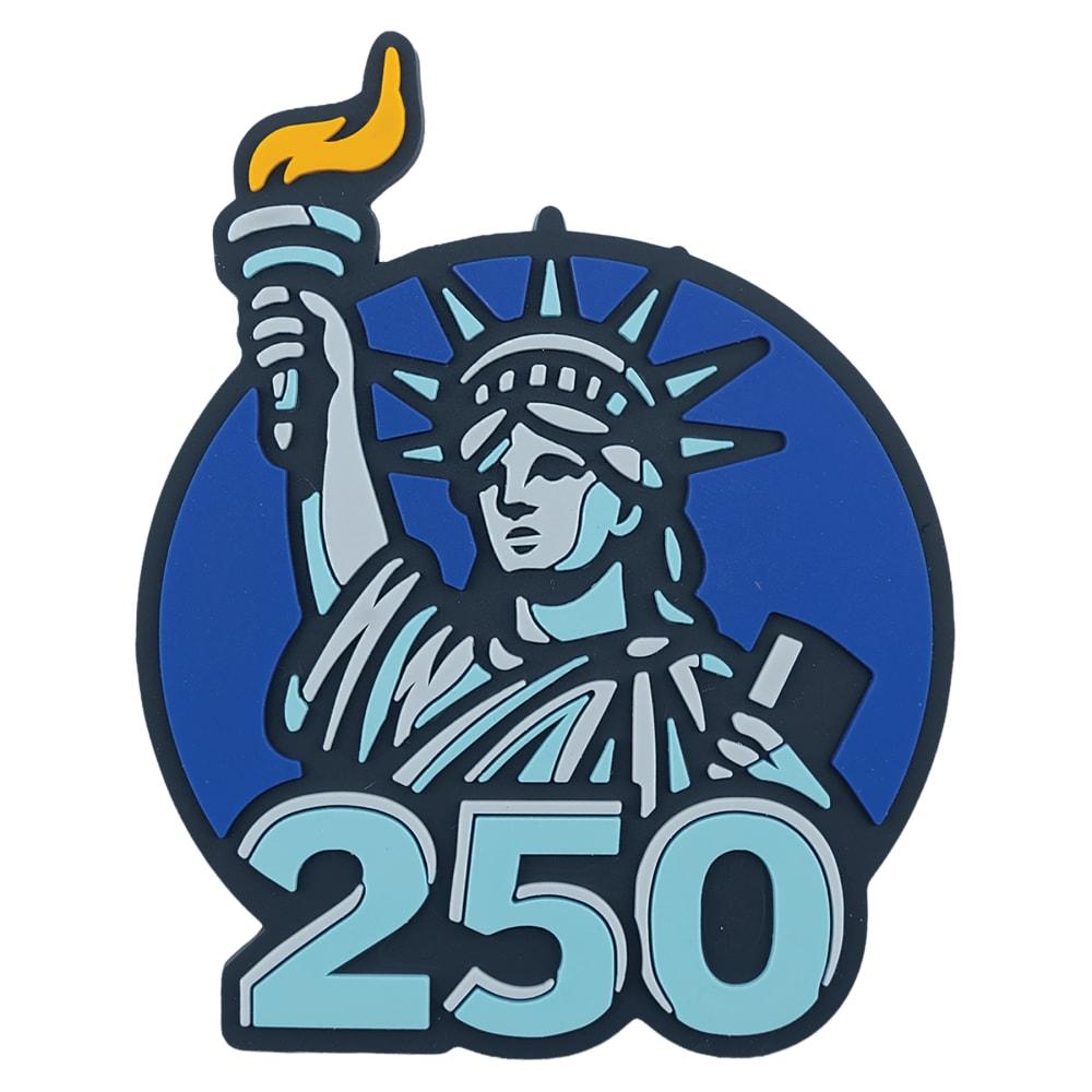 American Flag Patch, PVC with Heat-Press Adhesive – Statue of Liberty 250th, 3 1/8" x 2 1/2"
